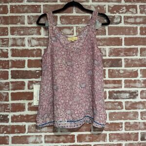 NWOT Natalie Martin Printed Silk Tank Top Size Small Mauve Pink Floral Boho